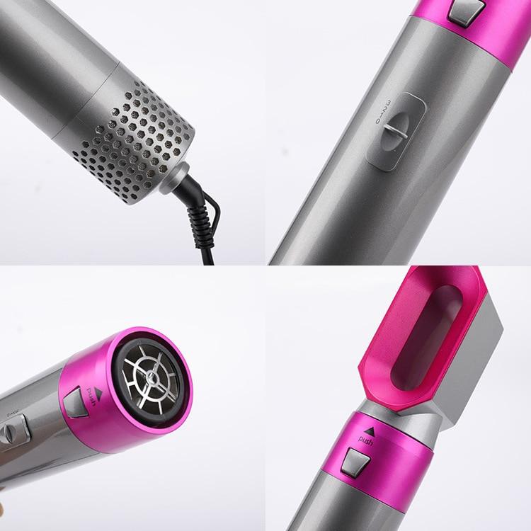 Electric Hair Dryer 5 In 1 Hair Comb Negative Ion Straightener Brush Blow Dryer Air Wrap Curling Wand Detachable Brush Kit