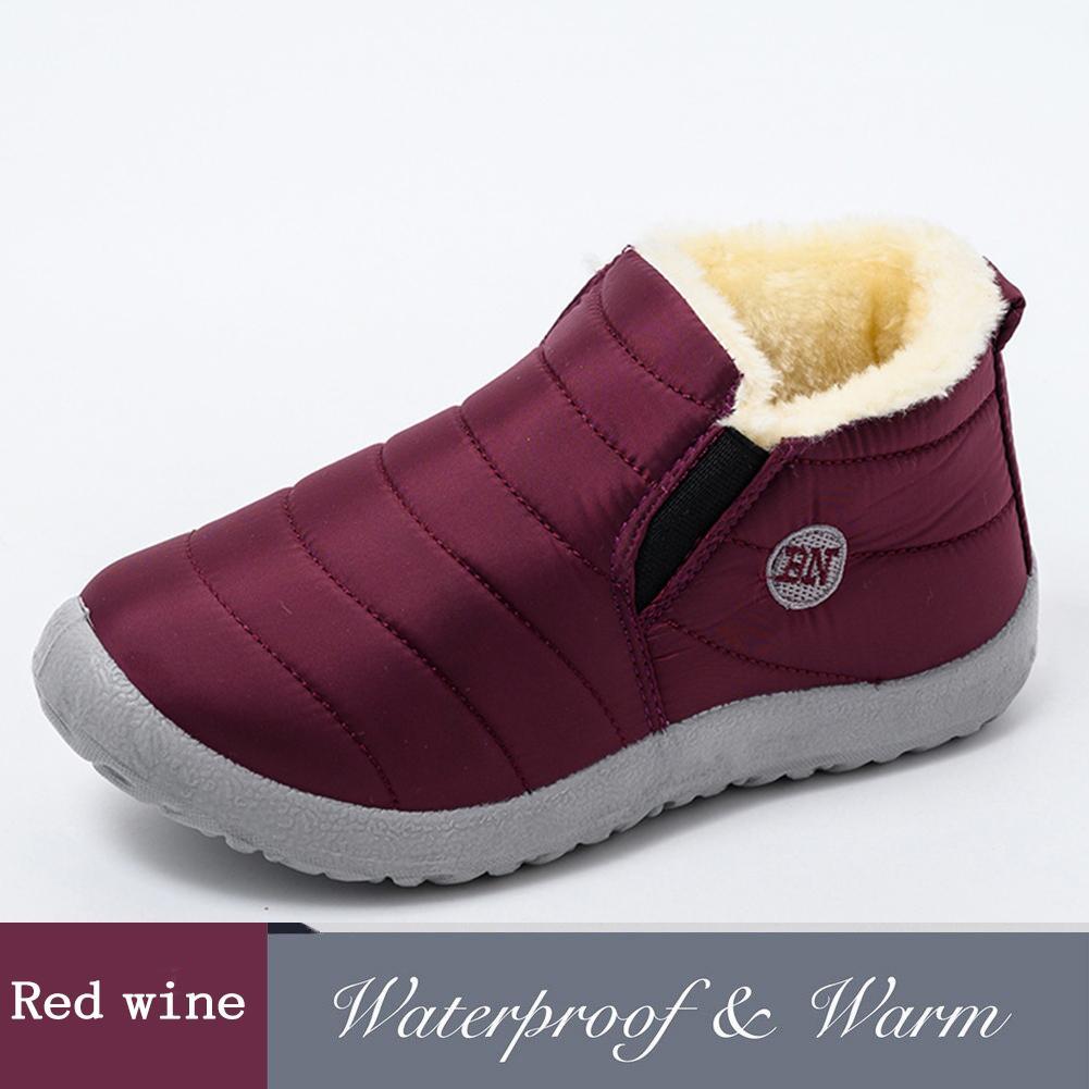 Snow Boots Women Shoes Warm Plush Fur Ankle Boots Winter Female Slip On Flat Casual Shoes Waterproof Ultralight Footwear