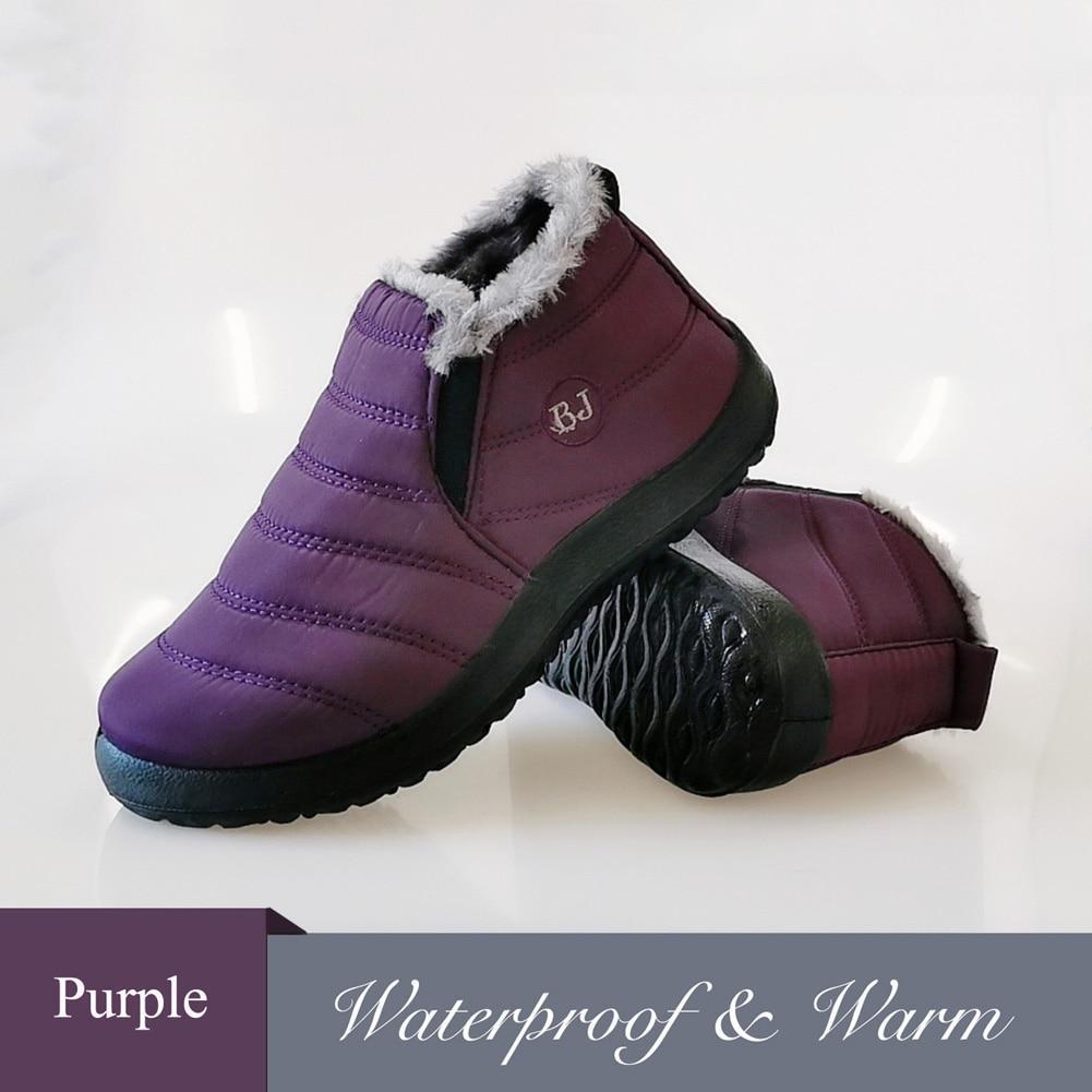 Snow Boots Women Shoes Warm Plush Fur Ankle Boots Winter Female Slip On Flat Casual Shoes Waterproof Ultralight Footwear