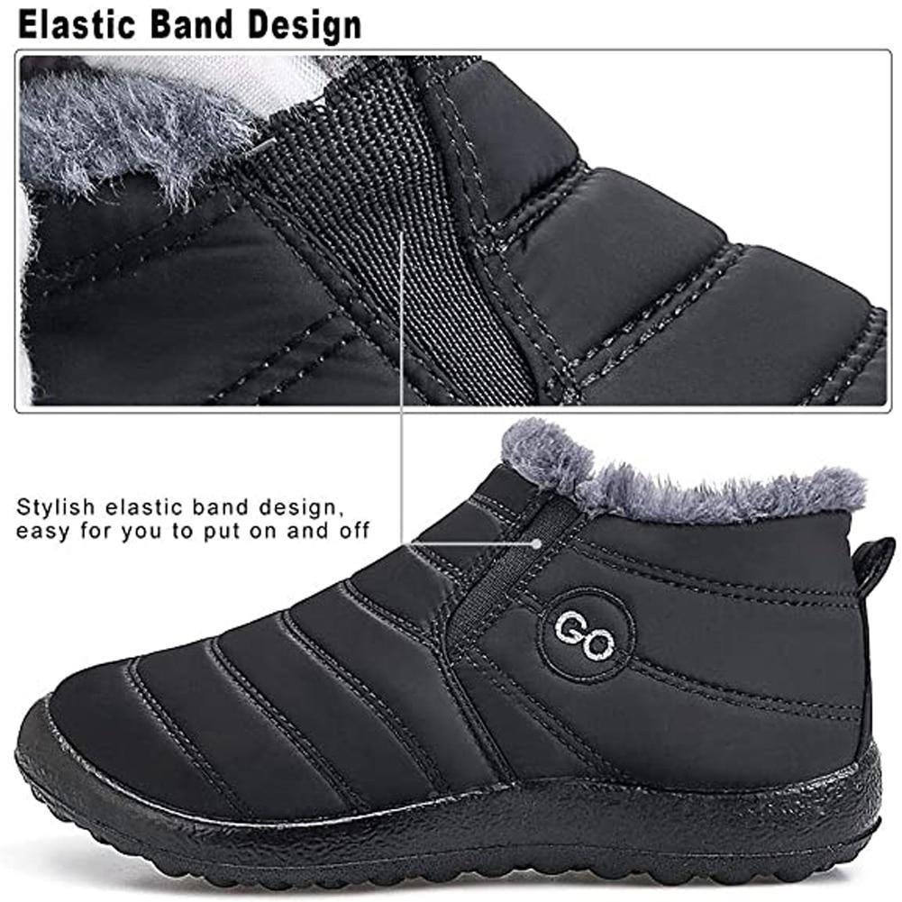 Snow Boots Women Shoes Warm Plush Fur Ankle Boots Winter Female Slip On Flat Casual Shoes Waterproof Ultralight Footwear