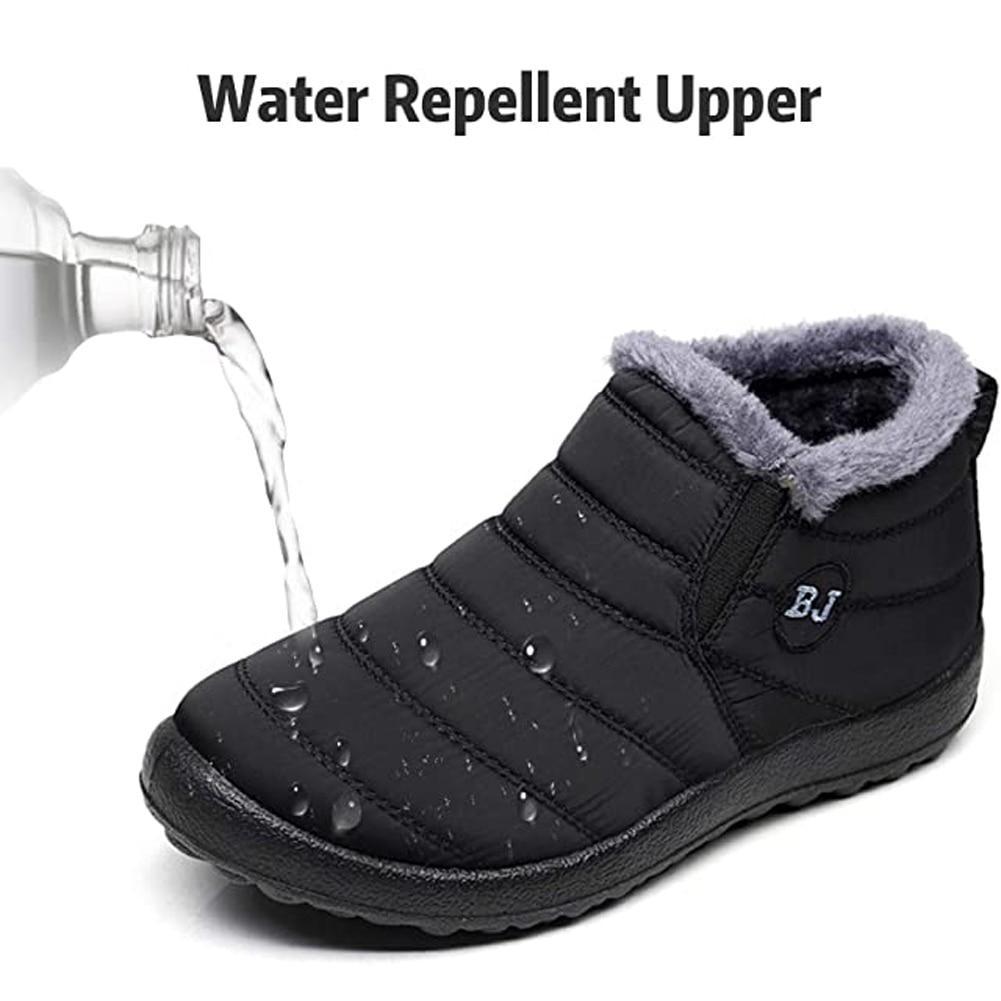 Snow Boots Women Shoes Warm Plush Fur Ankle Boots Winter Female Slip On Flat Casual Shoes Waterproof Ultralight Footwear