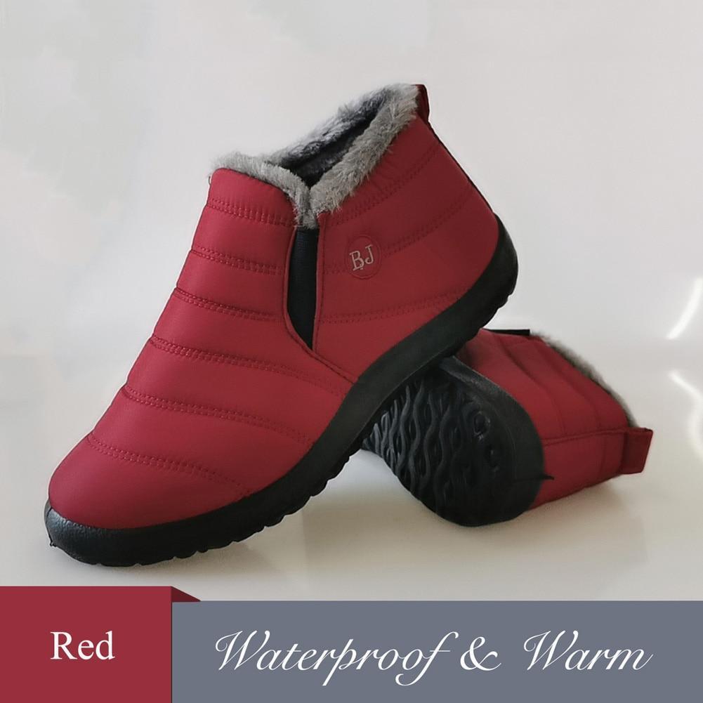 Snow Boots Women Shoes Warm Plush Fur Ankle Boots Winter Female Slip On Flat Casual Shoes Waterproof Ultralight Footwear