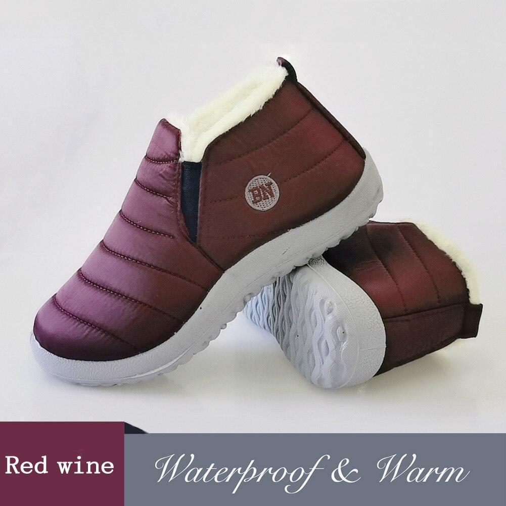 Snow Boots Women Shoes Warm Plush Fur Ankle Boots Winter Female Slip On Flat Casual Shoes Waterproof Ultralight Footwear