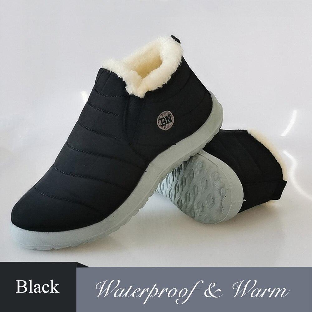 Snow Boots Women Shoes Warm Plush Fur Ankle Boots Winter Female Slip On Flat Casual Shoes Waterproof Ultralight Footwear