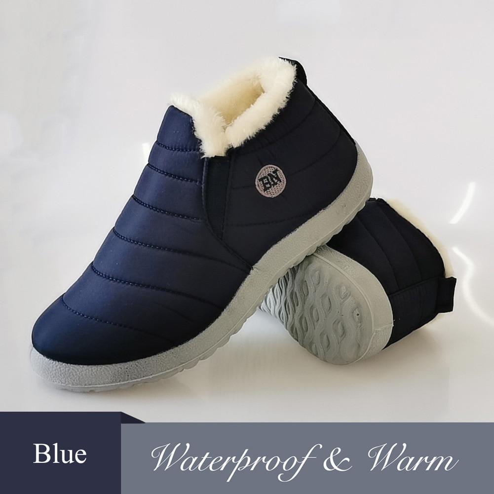 Snow Boots Women Shoes Warm Plush Fur Ankle Boots Winter Female Slip On Flat Casual Shoes Waterproof Ultralight Footwear