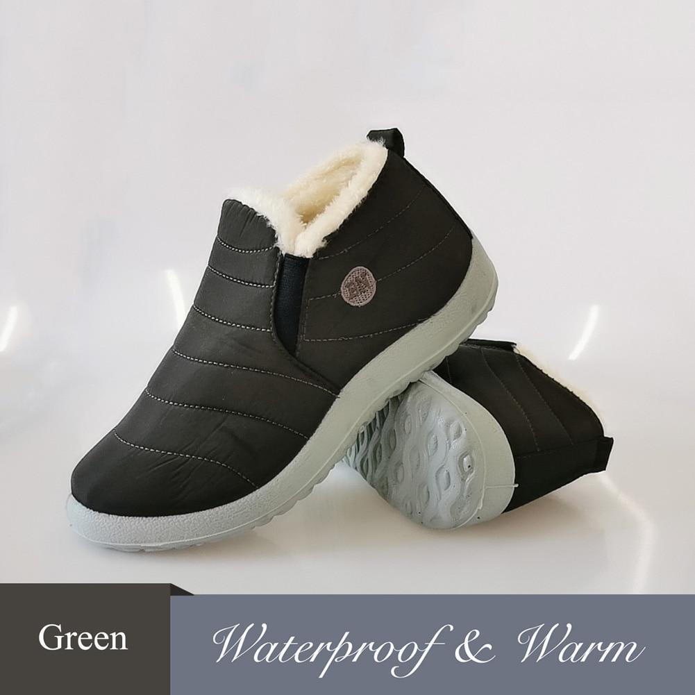 Snow Boots Women Shoes Warm Plush Fur Ankle Boots Winter Female Slip On Flat Casual Shoes Waterproof Ultralight Footwear