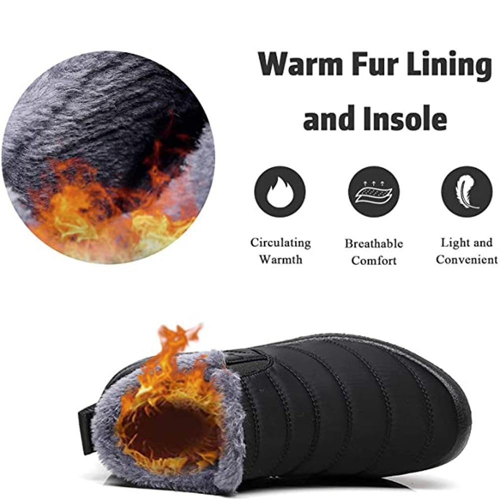 Snow Boots Women Shoes Warm Plush Fur Ankle Boots Winter Female Slip On Flat Casual Shoes Waterproof Ultralight Footwear
