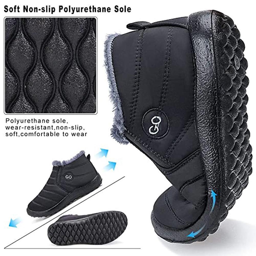 Snow Boots Women Shoes Warm Plush Fur Ankle Boots Winter Female Slip On Flat Casual Shoes Waterproof Ultralight Footwear